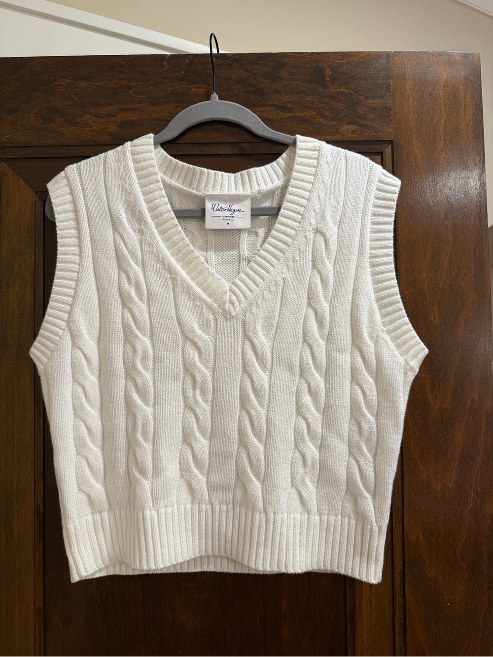 Walter Hagen Women’s Cable Knit Golf Sweater Vest Cream Size M